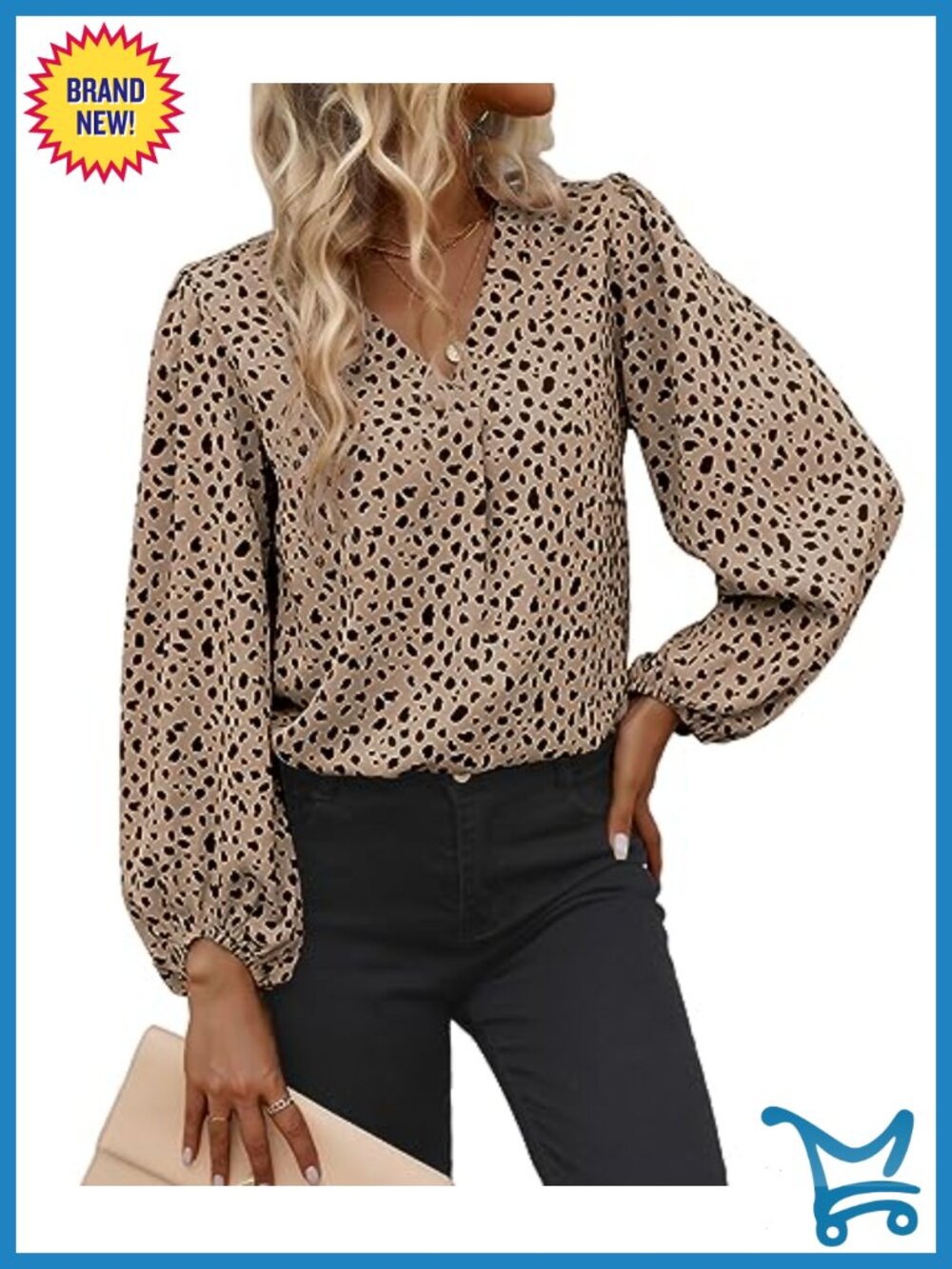 Womens Long Sleeve Chiffon Blouse Animal Print Business Casual Top